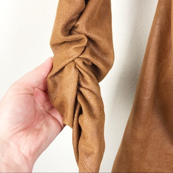 Ronny Kobo Hadassah Faux Leather Ruched Long Sleeve Mini Dress Cocktail Party - Picture 6 of 10